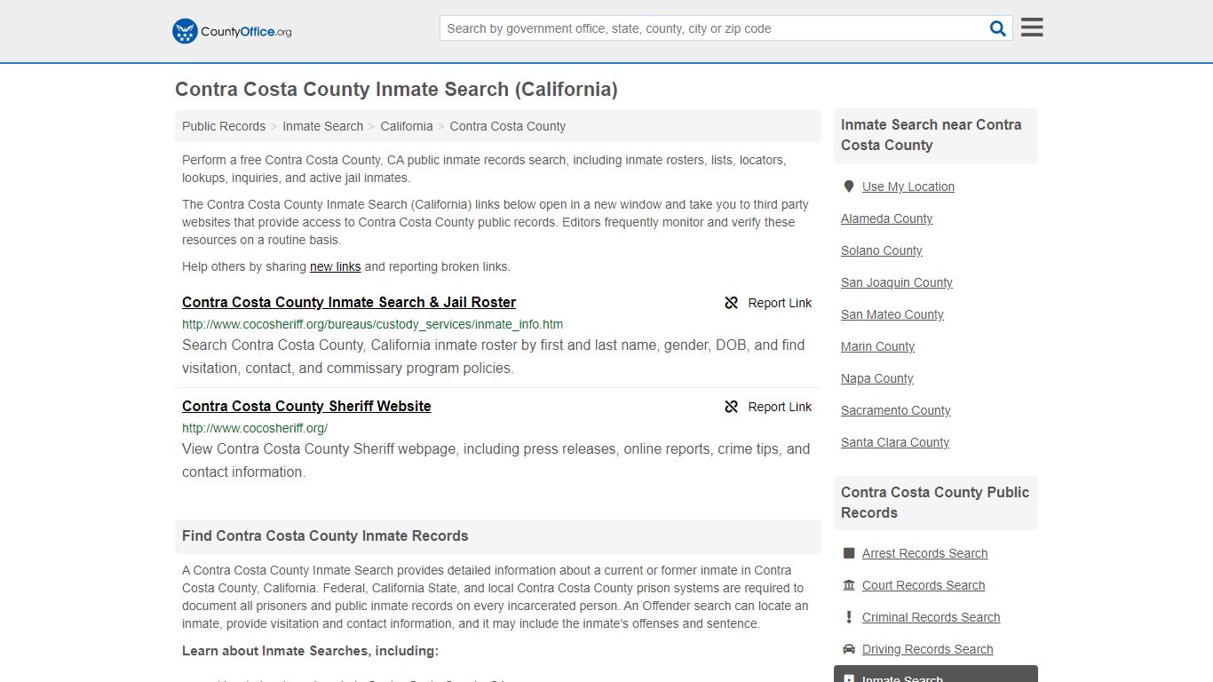 Inmate Search - Contra Costa County, CA (Inmate Rosters ...